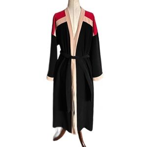 Vanity Fair For Him ~ Small ~ Vintage ~ Black/ Beige/ Red ~ Plush Lounge Robe